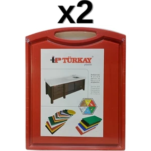 2'li Türkay 32.5X26.5X1 cm Saplı-Oluklu Polietilen Kesme Tahtası Kesim Levhası 1237