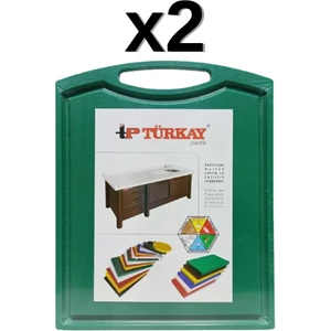 2'li Türkay 32.5X26.5X1 cm Saplı-Oluklu Polietilen Kesme Tahtası Kesim Levhası 1237