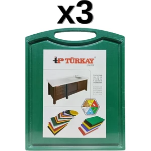 3'lü Türkay 32.5X26.5X1 cm Saplı-Oluklu Polietilen Kesme Tahtası Kesim Levhası 1237