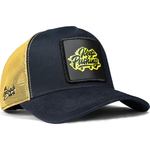V1 Trucker Keep Pushing - 1 Kod Logolu Unisex Lacivert-Sarı Şapka