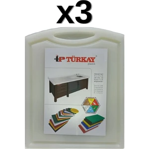 3'lü Türkay 32.5X26.5X1 cm Saplı-Oluklu Polietilen Kesme Tahtası Kesim Levhası 1237