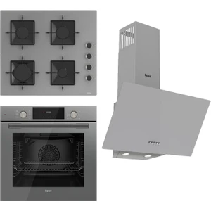 Flowart  Ss Serisi Gri Set (SS208 + QMS63CPR +D088 ) - Kare Emaye Izgara