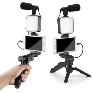 LED Işıklı Mikrofonlu Tripotlu Kumandalı Video Kayıt Fotoğraf Öz Çekim Seti