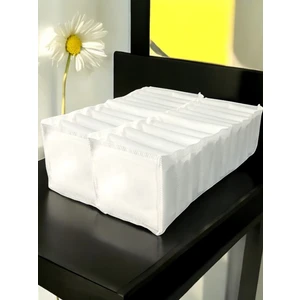 Balkan Room 2 Adet Beyaz Akordiyon Tipi Medium 11 Gözlü Çekmece Içi Düzenleyici Dolap Organizer Seti 40x16x12 Cm