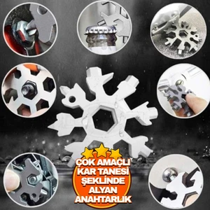 Çok Amaçlı Anahtarlık Açacak Tornavida Alyan Çelik Taşınabilir Kar Tanesi Şeklinde