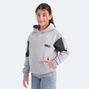 LAYNE Unisex Çocuk Kapüşonlu Cepli Gri / Siyah Sweatshırt