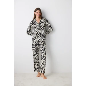 Zebra Gri Gömlek Pantolon Pijama Takımı