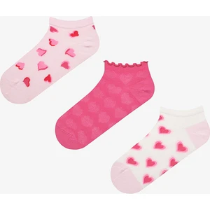 Heart Frill 3lü Pembe Çok Renkli Patik Çorap