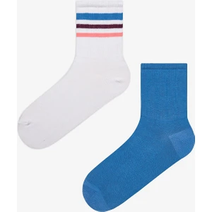 Multistripe 2li Mavi Beyaz Tenis Soket Çorap