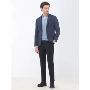 Indigo Mikro Regular Fit Yün Karışımlı Ceket