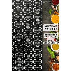Rossel Premium Mutfak Etiketi Siyah Şeffaf GLD0317