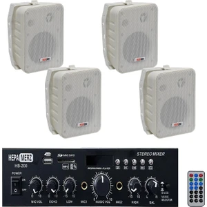 Ekonomi Wall Paket-4W Anfi ve Duvar Hoparlörü Seti (1 ANFİ + 4 HOPARLÖR)