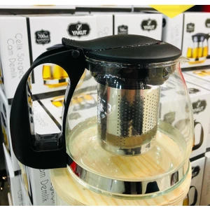 1500 ml Çelik Süzgeçli Cam Demlik