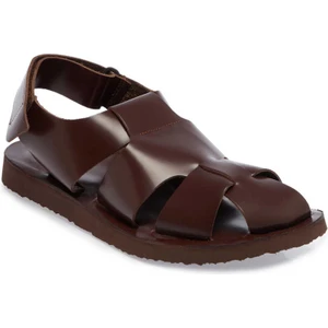 Kahve Hakiki Deri Erkek Sandalet - E24Y1SN56793-A24