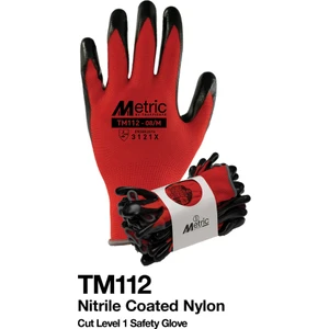 Traffi Gloves Metric TM112 Nitril Kaplamalı Naylon Kesim Seviyesi 1 Güvenlik Eldiveni