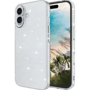 Apple iPhone 16 Plus Kılıf Parlayan Simli Şeffaf Zore Redos Kapak-Şeffaf
