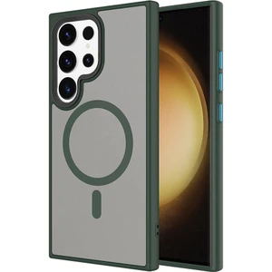 ZORE Galaxy S24 Ultra Kılıf Sert Pc Arka Yüzey Wireless Şarj Özellikli  Flet Magsafe Kapak-Koyu Yeşil