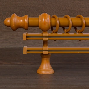 Meşe ahşap rustik çift raylı perde askısı