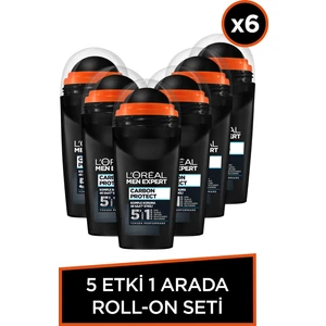 L'Oréal Paris Men Expert 6'lı L'oréal Paris Men Expert Carbon Protect Anti Perspirant Roll On 50 ml Seti