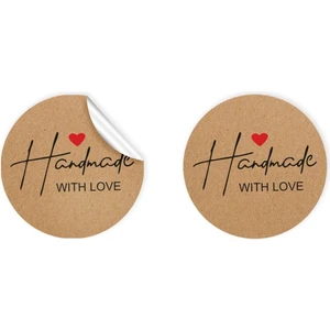 packmira etiket&ambalaj Kuşe Sticker Paketleme & Kargo Etiketi (4X4CM) 48 Adet - Handmade With Love -