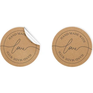 packmira etiket&ambalaj Sticker Kuşe 4x4 cm 48 Adet - Hand Made With Love -