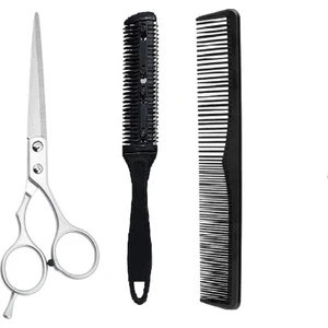 3 Parça 6 Inç 16.5 cm Profesyonel Berber Kuaför Saç Bıyık Makas Set Düz Makas Jiletli Tarak Taraklar
