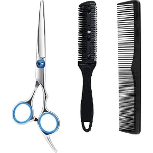 3 Parça 6 Inç 16 cm Profesyonel Berber Kuaför Saç Bıyık Makas Set Düz Makas Jiletli Tarak Taraklar