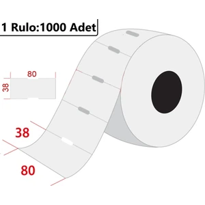 80X38 mm Karton Termal Raf Reyon Etiketi 1000'li Sarım