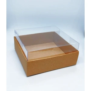 9X9X4 Asetat Kapaklı Kraft Kutu 100 Adet