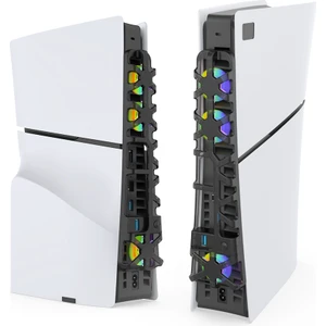 Ps5 Slim Uyumlu Soğutucu LED Işıklı Sessiz Fan 4000RPM USB 3.0 Radyatör Isı Emici Üç Fanlı Siyah