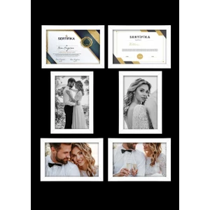 6 Adet 21X30 Çerçeve - Mdf A4 Çerçeve - Çoklu Fotoğraf Çerçevesi - Diploma Çerçevesi - Sertifika