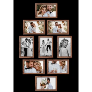 YH Foto 9 Adet 15X21 Çerçeve - Mdf A5 Çerçeve - Çoklu Fotoğraf Çerçevesi