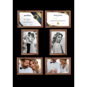 6 Adet 21X30 Çerçeve - Mdf A4 Çerçeve - Çoklu Fotoğraf Çerçevesi - Diploma Çerçevesi - Sertifika