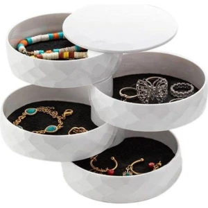 4 Katlı Döner Bölme Çok Amaçlı Dekoratif Takı Kutusu Organizeri