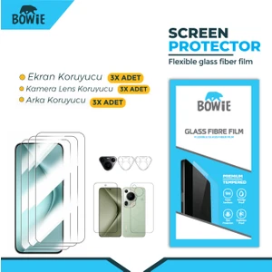 Huawei Mate 50 Pro için full kaplama ön arka kamera nano tempered ekran koruyucu 3 adet set