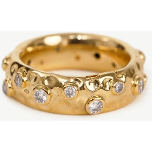 Cam Taş Detaylı Gold Yüzük