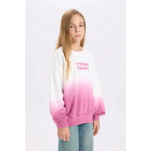 Kız Çocuk Oversize Geniş Kalıp Bisiklet Yaka Degrade Baskılı Sweatshirt D2887A824WN
