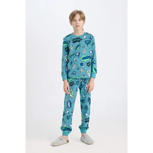 Erkek Çocuk Pijama Takım Desenli Uzun Kollu Üst Beli Lastikli Uzun Alt D6322A824WN