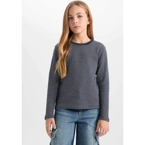 Kız Çocuk Slim Fit Dar Kesim Bisiklet Yaka Çizgili Uzun Kollu Tişört D0704A824AU