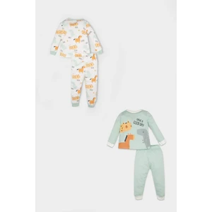Erkek Bebek 4'lü Pijama Takımı Dinazor Baskılı Penye Uzun Kollu Üst Uzun Alt D3529A524WN