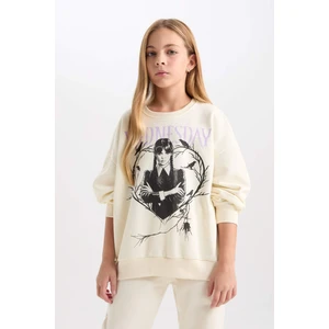Kız Çocuk Wednesday Oversize Geniş Kalıp Bisiklet Yaka Sweatshirt D6064A824WN