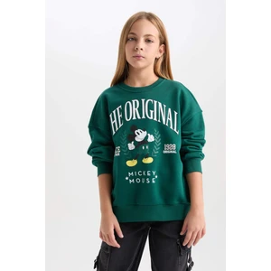 Kız Çocuk Disney Mickey & Minnie Oversize Geniş Kalıp Bisiklet Yaka İçi Yumuşak Tüylü Sweatshirt D1118A824AU