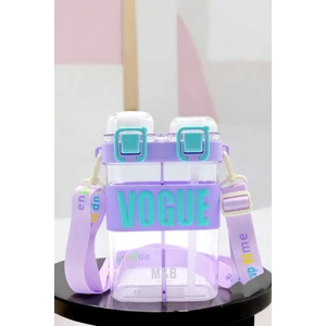 M&B Water Bottle Çift Bölmeli Vogue Matara, 900 ml Çift Kapaklı, Pipetli Çocuk Suluk Okul Için Boyun Askılı Suluk