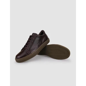 %100 Hakiki Deri Kahverengi Bağcıklı Erkek Sneaker