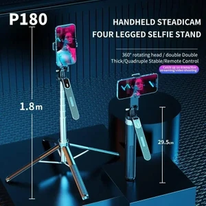 Alüminyum 180 cm Katlanabilir Cep Telefonu ve Kamera Tripodu Kumandalı Gopro Uyumlu Selfie Çubuğu