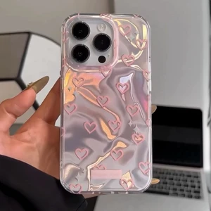 Apple iPhone 15 Pro Max Uyumlu Kılıf Zebana Pink Heart Silikon Kılıf Pembe