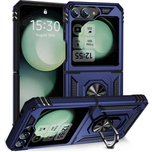 Heptek İletişim Samsung Galaxy Z Flip 6 Kılıf Tank Zırh Yüzüklü Mıknatıslı Standlı Kapak (Vega)