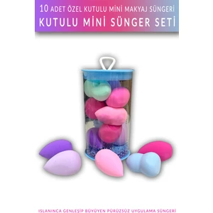 10'lu Kutulu Mini Makyaj Pudra Fondöten Kapatıcı Sünger Seti