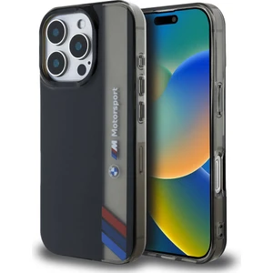 Apple iPhone 16 Pro Max Uyumlu Kılıf Bmw Lisanslı M Logolu Üç Renk Çizgi Motorsport Vertical Stripe Siyah