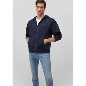 Logolu Kapüşonlu Fermuarlı Lacivert Sweatshirt066979-70490